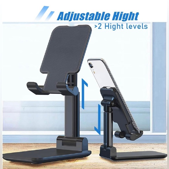 NIP ADJUSTABLE FOLDING WHITE DESKTOP CELL PHONE STAND WITH ANTI-SLIP BASE. - Picture 2 of 7